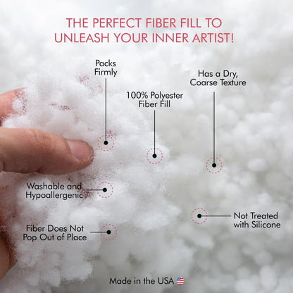 Fairfield Poly-Fil Crafter's Choice, Relleno de Fibra de poliéster seco, Relleno para Animales de Peluche, Juguetes, muñecas y más, Relleno de Fibra de poliéster Lavable a máquina, Bolsa de 10 onzas