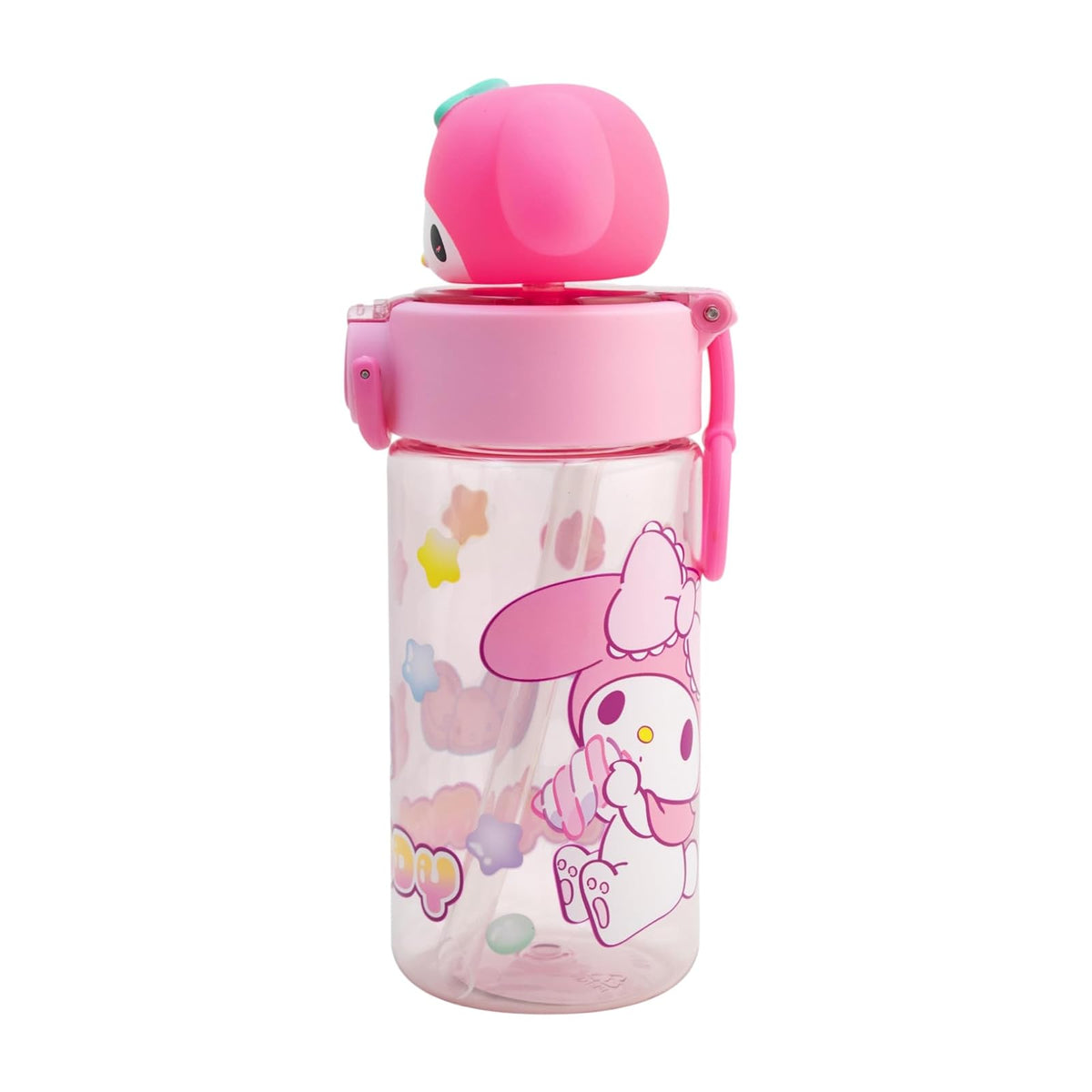 Funkids - Botella de plastico para agua con figura 3D para niña de My Melody de 500ML, botella escolar con popote.