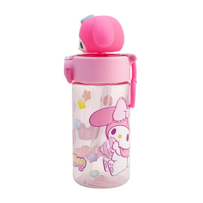 Funkids - Botella de plastico para agua con figura 3D para niña de My Melody de 500ML, botella escolar con popote.