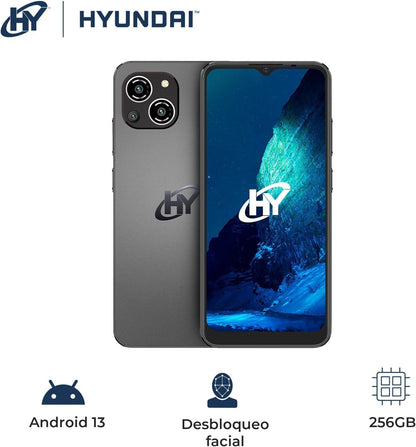 HYUNDAI, HyLine Prox Smartphone, Pantalla Digital 6.51”, Android 13, Celular con Desbloqueo Facial, Almacenamiento 256GB