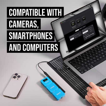 RØDE Wireless GO (Gen 3) – Micrófono inalámbrico compacto – Audio prístino, grabación en 32 bits de punto flotante, control automático de nivel, para teléfonos, cámaras y computadoras (Azul)