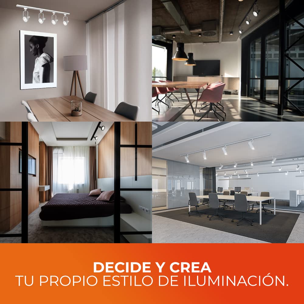 Tecnolite - Riel para Lámparas Spot, 1 Metros de Longitud, 3 Hilos / 1 Fase, Iluminación Interior