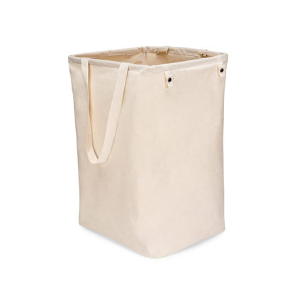 Cesto plegable de gran tamaño para ropa sucia y toallas, bolsa de lavandería de algodón orgánico de pie alto con asas largas, ideal para baño, recámara o habitación de los niños, tamaño grande natural