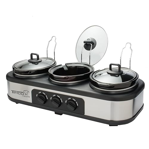 Timco Bufetera Electrica Triple 3 Insertos Ceramica 1.5L Bandeja Calentamiento BUFET1121