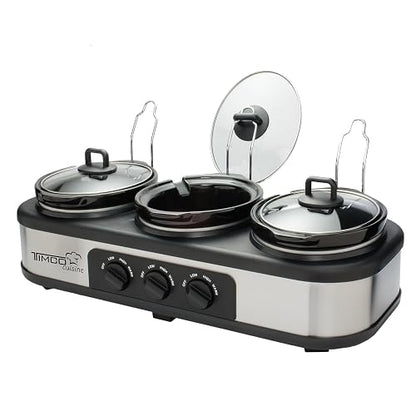Timco Bufetera Electrica Triple 3 Insertos Ceramica 1.5L Bandeja Calentamiento BUFET1121