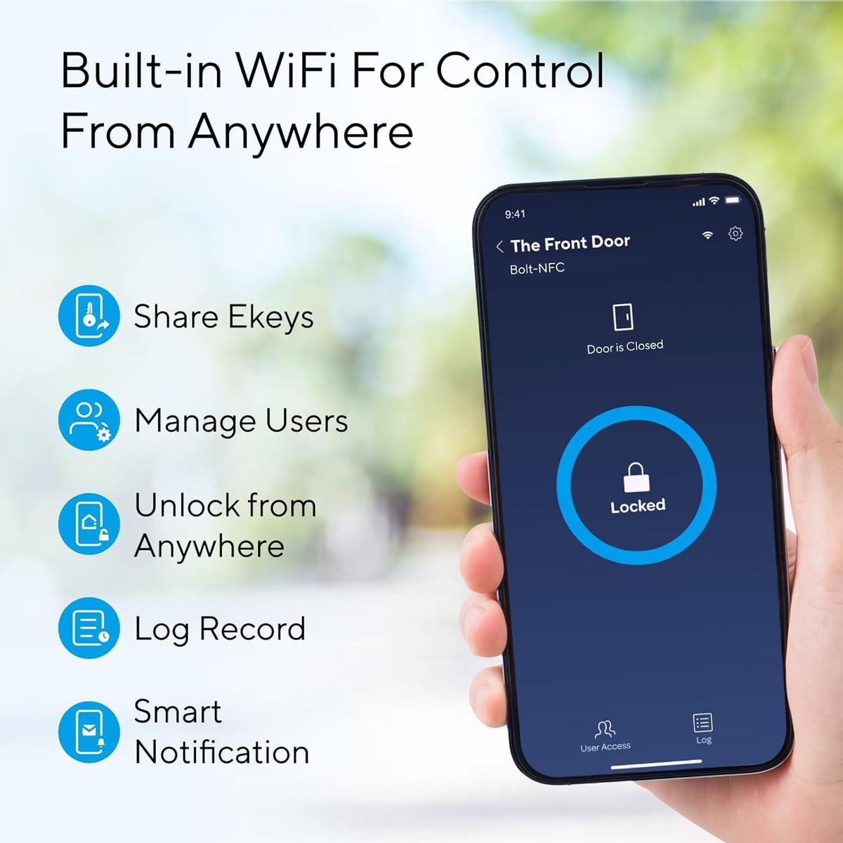ULTRALOQ 2025 - Cerradura de puerta inteligente NFC, cerrojo WiFi integrado 6 en 1, cerradura de puerta de entrada sin llave y sensor de puerta, desbloqueo automático, resistente al agua IP65, fácil