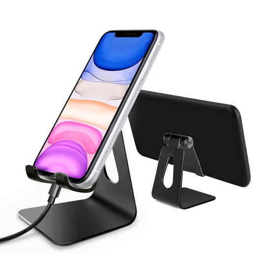 TXG Universal Soporte Celular, Soporte de Tablet Multiángulo, Base Tablet Compatible con Tablet/Teléfono Celular Inteligente, Base para Celular Plata (Negro)