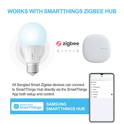 Sengled E11-G14W Smart LED Daylight - Bombilla A19 con Casquillo E26, Hub Requerido, 5000K 60W equivalente, funciona con Alexa, Google Assistant y SmartThings, Paquete de 4