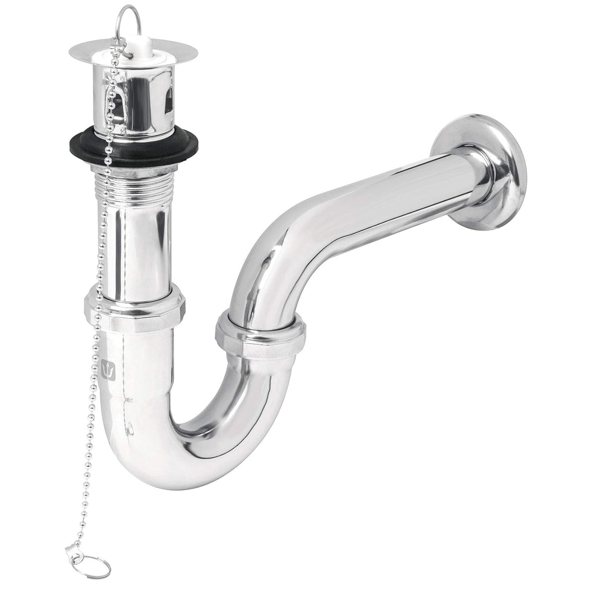 Foset CE-207, Céspol p/lavabo latón c/contra, tapón y cadena, cromo, 1-1/4"