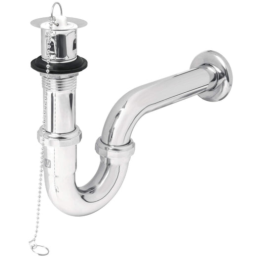 Foset CE-207, Céspol p/lavabo latón c/contra, tapón y cadena, cromo, 1-1/4"