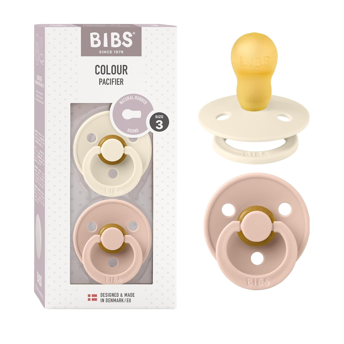BIBS Chupón de Caucho Natural, Nordic Mint/Forest Lake, 2 Piezas - Ivory - Blush - 18+ Month (Pack of 2)