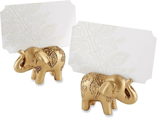Kate Aspen Lucky Dorado Elephant - Portatarjetas para Colocar Fotos, Recuerdos de Fiesta, decoración de Boda India, Tarjetas de Lugar, Juego de 6 Unidades