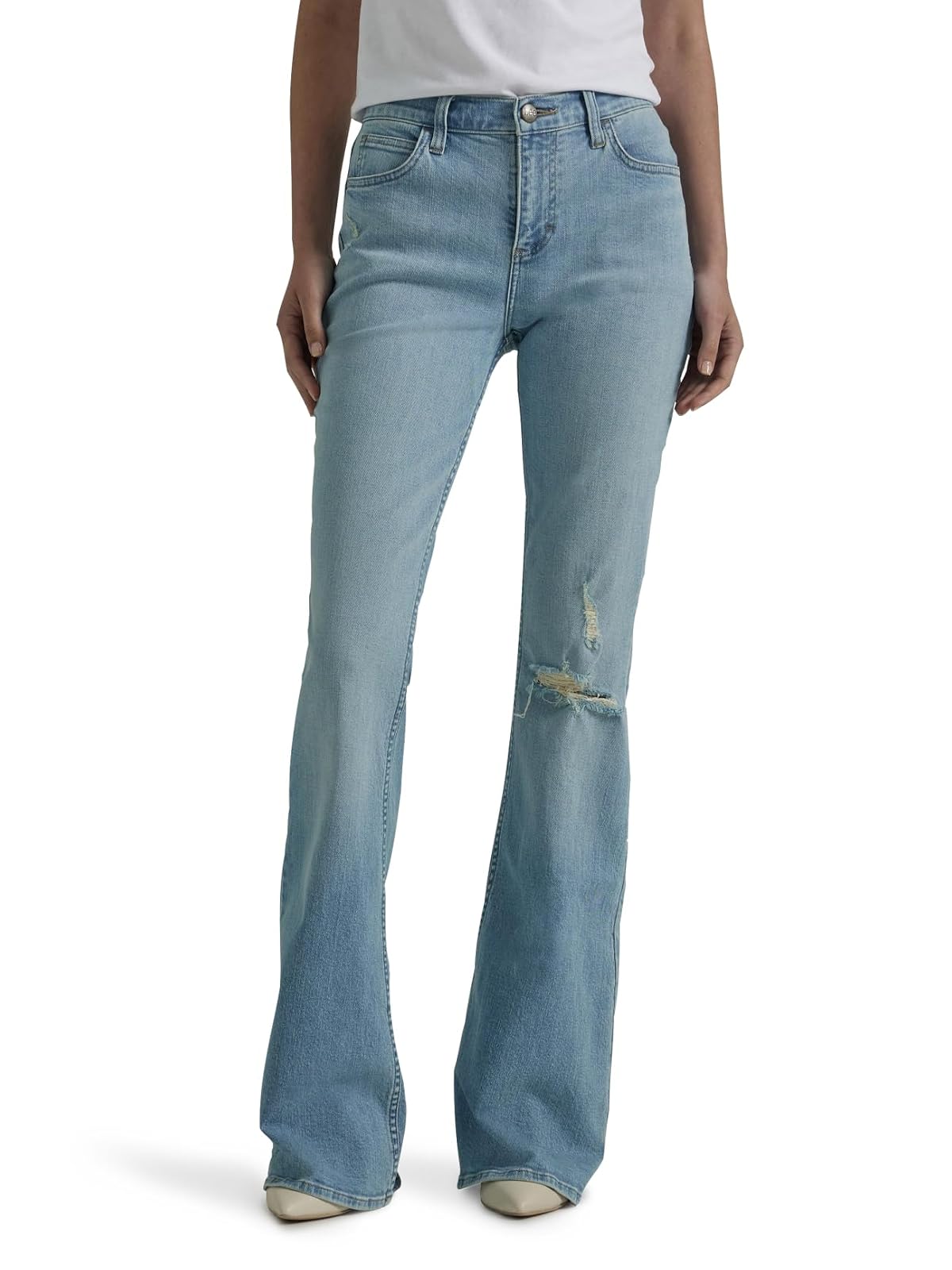 Lee Jeans Acampanados de Tiro Medio para Mujer - 10 Corto - Morning Veil Dx