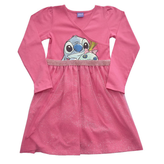 Disney-Carsatoons Disney Vestido Stitch- SCRUMP Manga Larga Vestido Informal Niñas