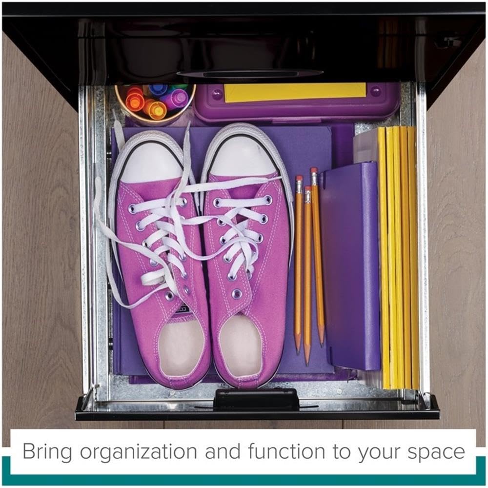 Office Dimensions - Archivador Organizador de Metal con 3 cajones (45,7 cm de Profundidad), Color Negro