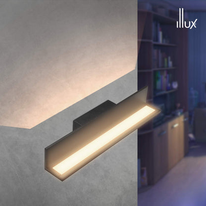 Illux de México Lámpara de pared LED, diseño moderno, aluminio, luz cálida (2700 K), ideal en salas, recepciones, ML-4605.N, Negro