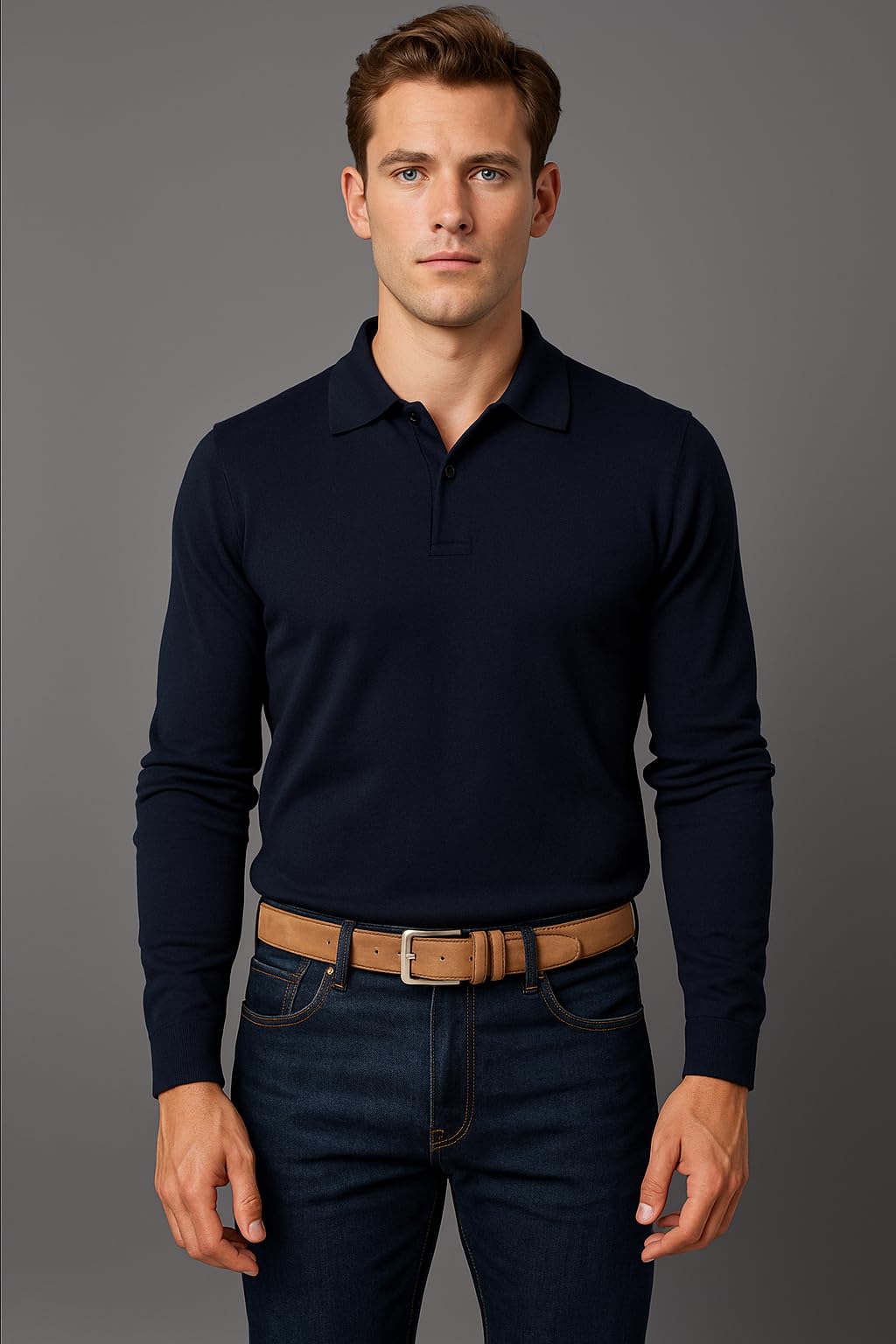 Nautica Casual Leather Belt | Everyday | Classic | Pants | Jeans | Khakis | Chinos | Metal Buckle Cinturón Hombre