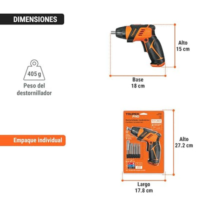 Truper DESI-36X, Destornillador inalámbrico 2 posiciones, 3.6 V