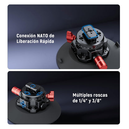 NEEWER GA022 Soporte Ventosa Al Vacío para Cámara Acción Automóvil con Brazo | Riel NATO, para DJI Osmo Pocket 3 4 Xtra Muse, Action 5 Pro 6, Insta360 Luna Ultra X5 X4, Adaptador Soporte GoPro Hero13