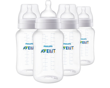 Philips Avent SCY106/04 - Biberones anticólicos (330 ml, 4 unidades), transparente
