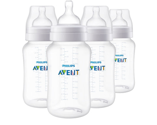 Philips Avent SCY106/04 - Biberones anticólicos (330 ml, 4 unidades), transparente
