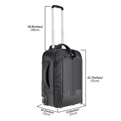 Neewer 2-in-1 Convertible Wheeled Camera Backpack Luggage Trolley Case with Double Bar, Anti-shock Detachable Padded Compartment for SLR/DSLR Cameras, Tripod, Lens and Other Accessories (Black/Grey)