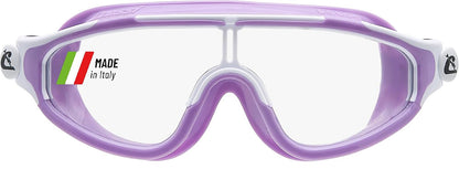 Cressi Wide View Swim Mask for Kids Aged 2, 3, 4, 5, 6, 7 Years Old - Baloo Made in Italy - Lila - Blanco