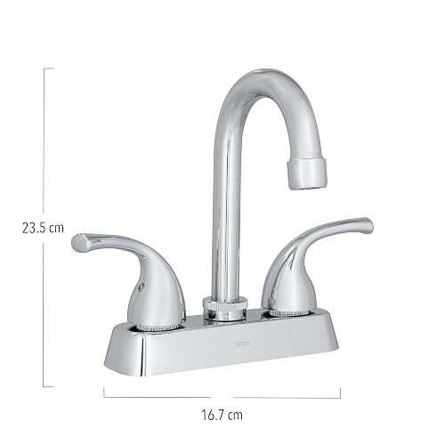 DICA, Mezcladora 4" para Lavabo Tipo Bar, Cuello Alto, Manerales de Plastico ABS, Acabado Cromo, Acero Inoxidable, 4053