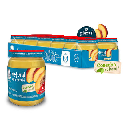 Gerber Papilla Etapa 3, A Partir de 8 Meses, Durazno, Paquete de 12 Frascos de 170 g c/u
