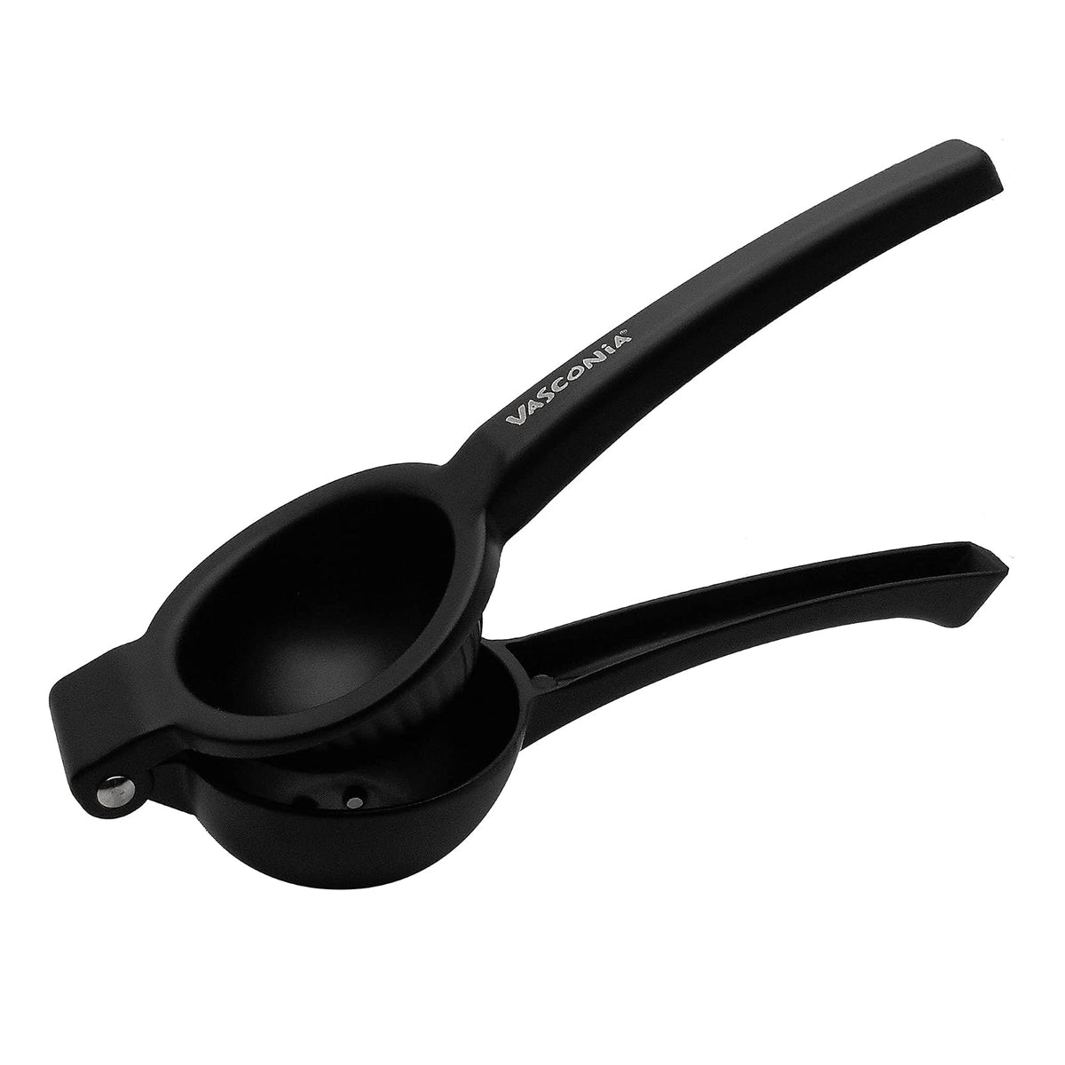Vasconia - Exprimidor Grande de Limones Básicos Color Negro, Hecho de Aluminio Anodizado de Gran Resistencia + 4027693 Pelador en D de Frutas y Verduras, Negro, One Size