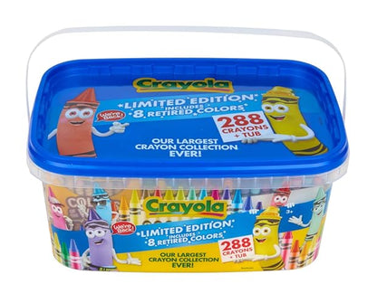 Crayola - Tina de lápices de colores de edición limitada (288 quilates), lápices de colores a granel para niños, suministros de arte para el aula para preescolar y jardín de infantes, esenciales para
