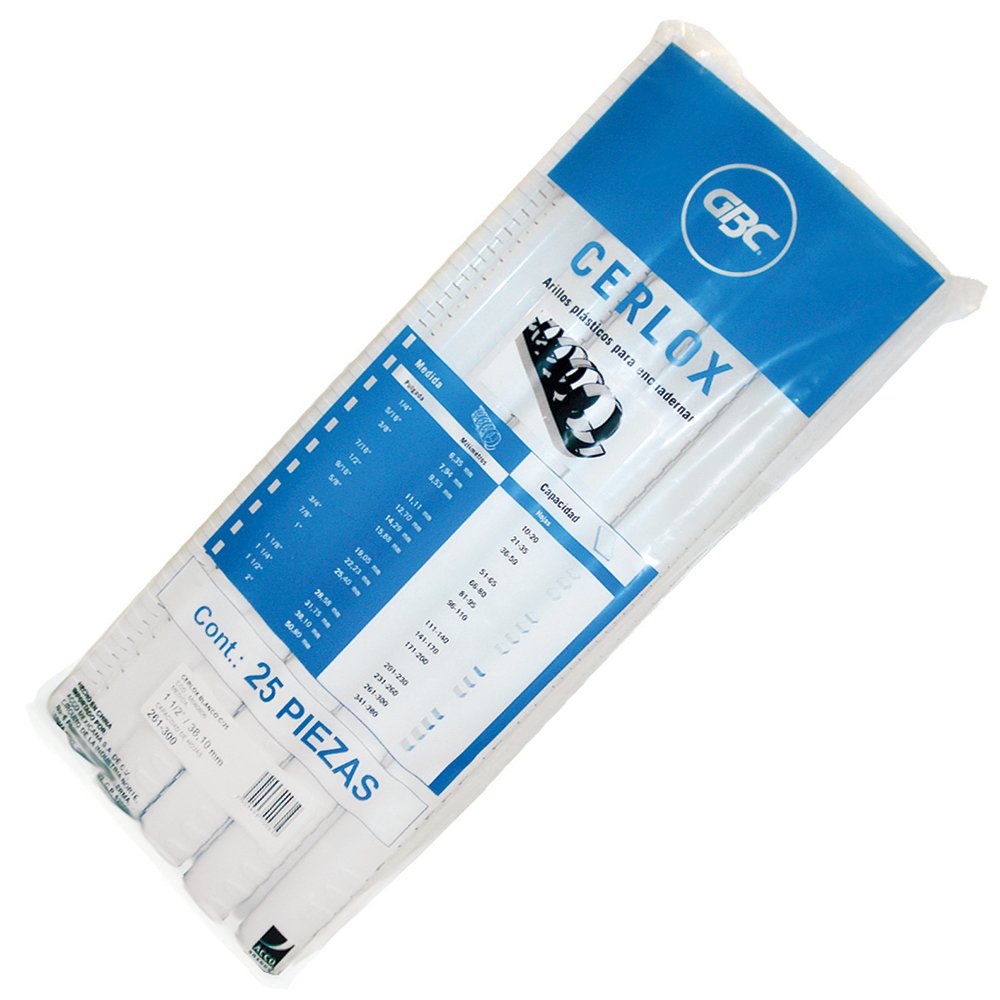 GBC Arillo Plástico Cerlox 1 1/2" 25 Piezas 300 Hojas
