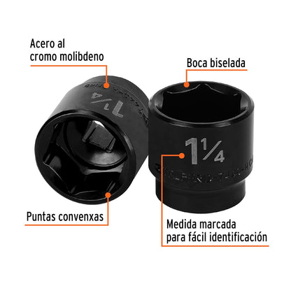 Truper D-7440-H, Dado de impacto, 6 puntas, cuadro 1/2" de 1-1/7"