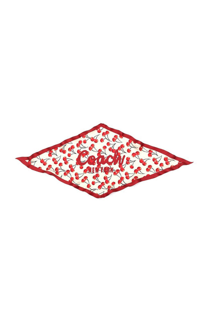 Coach Cherries Swirl - Diamante de seda estampado, rojo tiza, Talla única