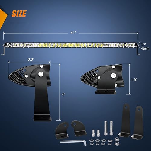 Nilight 104,1 cm Fila Única de 200 W Foco LED Luz de Trabajo Flood Combo Light Bar Fog Light Driving Lamp Off Road Luces LED - 2 Estilo Soportes de Montaje, Garantía de 2 Años