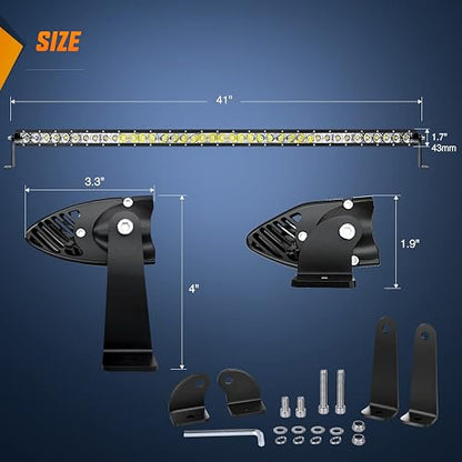 Nilight 104,1 cm Fila Única de 200 W Foco LED Luz de Trabajo Flood Combo Light Bar Fog Light Driving Lamp Off Road Luces LED - 2 Estilo Soportes de Montaje, Garantía de 2 Años