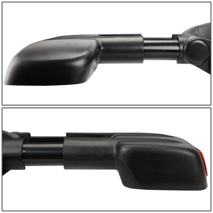 DNA Motoring Par de Espejos Laterales de Remolque Calefaccionados con Señal de Giro para Silverado/Suburban/Sierra/Yukon 03-06, Negro/Ámbar, TWM-001-T888-BK-AM