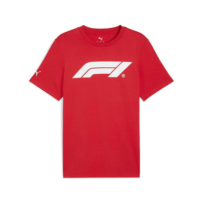 Puma F1 ESS Logo tee 180g Tees Hombre | Logotipo F1® en la parte delantera, logotipo de Puma en la manga, cuello redondo, producto oficial PUMA x F1, manga corta