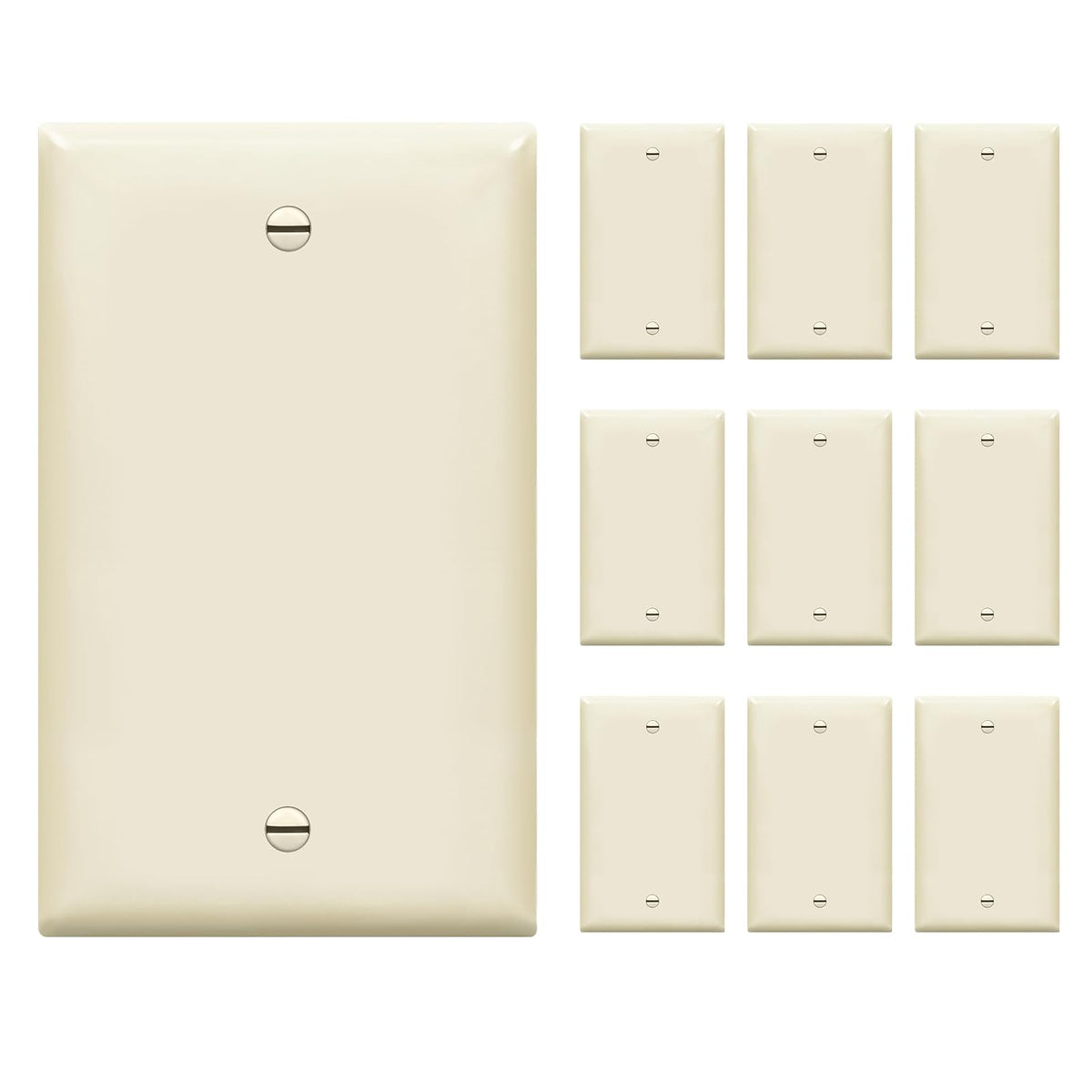 ENERLITES - Placa de pared para dispositivo en blanco, acabado brillante, tamaño estándar 1-Gang 11.43 cm x 7.01 cm, policarbonato termoplástico, 8801-LA-10PCS, color almendra clara (paquete de 10) - Marrón (Light Almond)
