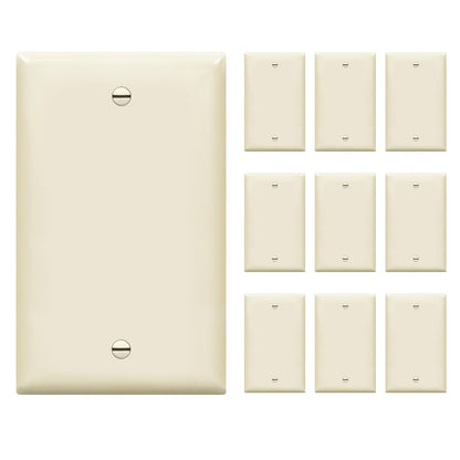 ENERLITES - Placa de pared para dispositivo en blanco, acabado brillante, tamaño estándar 1-Gang 11.43 cm x 7.01 cm, policarbonato termoplástico, 8801-LA-10PCS, color almendra clara (paquete de 10) - Marrón (Light Almond)