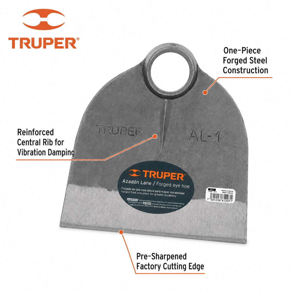 Truper AL-1, Azadón Lane sin mango, 1.6 lb