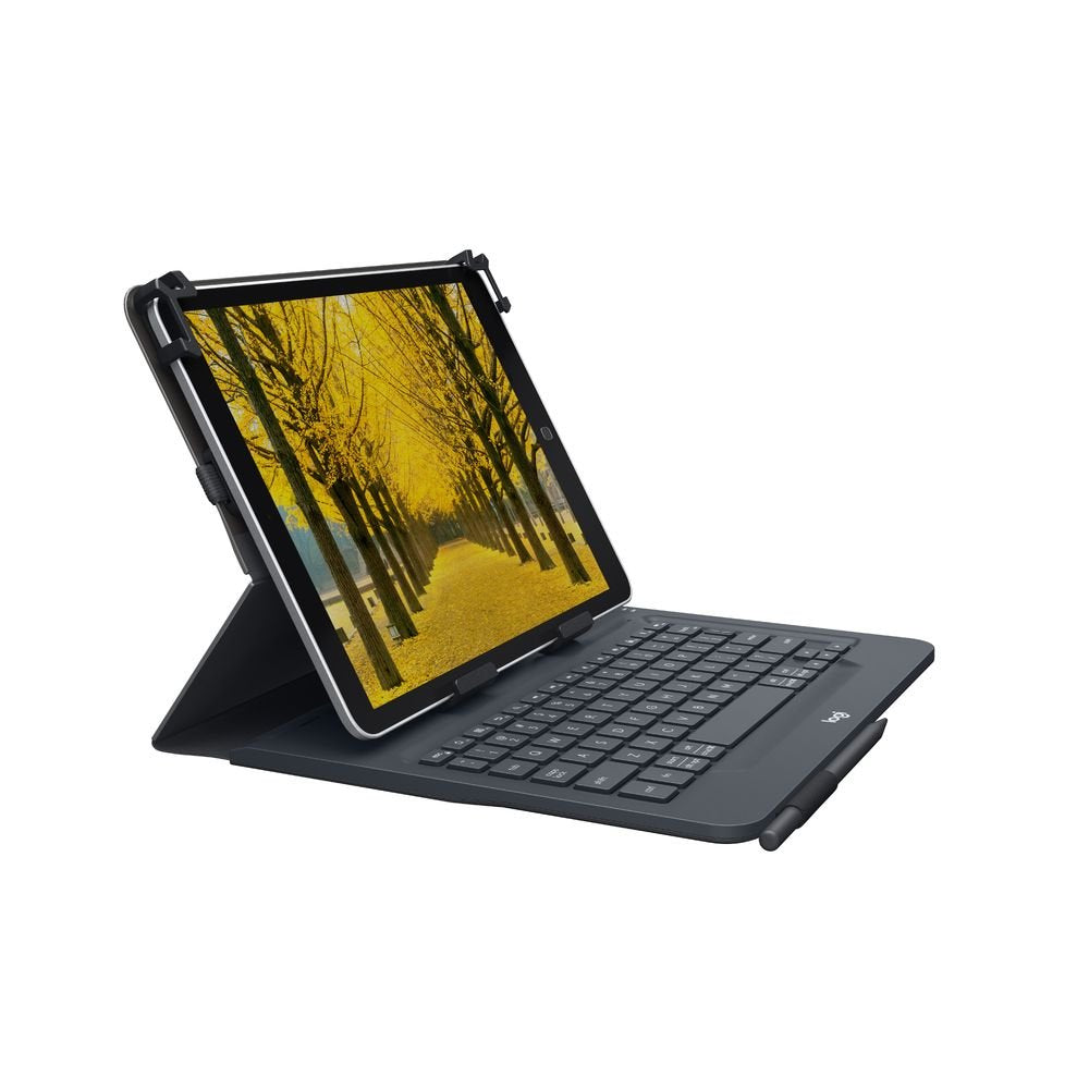 Logitech Universal Folio Funda para iPad o Tablet con Teclado Inalámbrico Bluetooth, para iPad Apple de 9-10 Pulgadas/Tablet Android o Windows, Fácil, Batería hasta 2 Años - Negro
