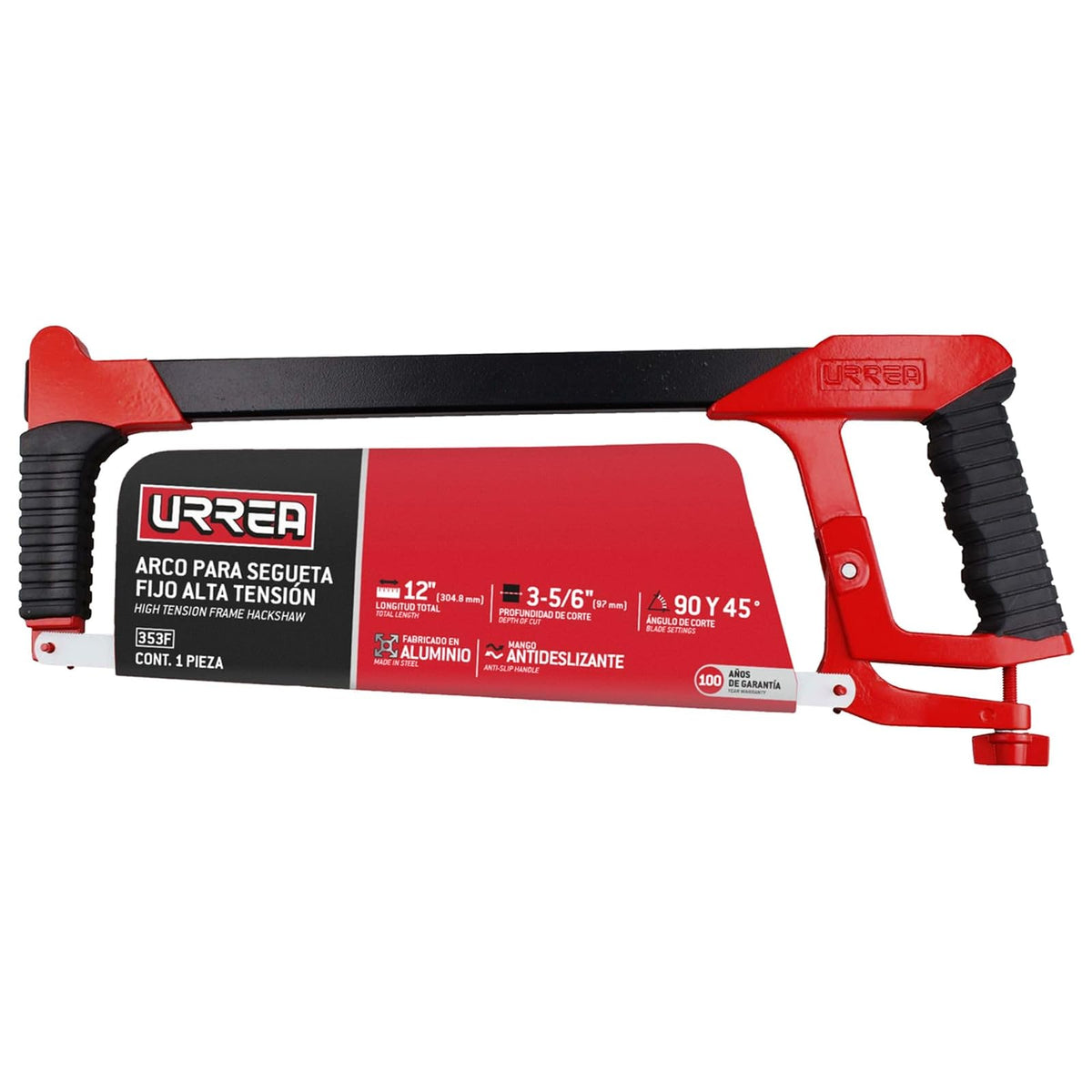 Urrea 353F Arco de segueta de alta tensión fijo con mango 12", 16"