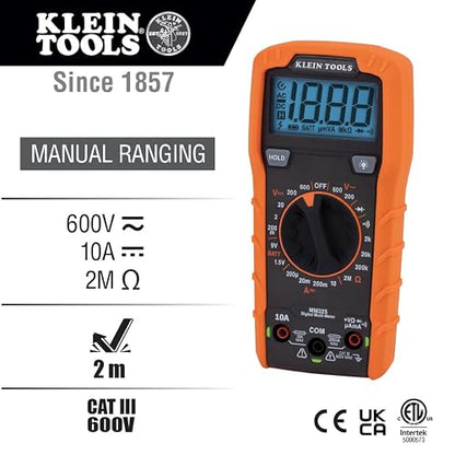 KLEIN TOOLS MM325 | Multímetro Digital | 600 V | Rango Manual | CAT III