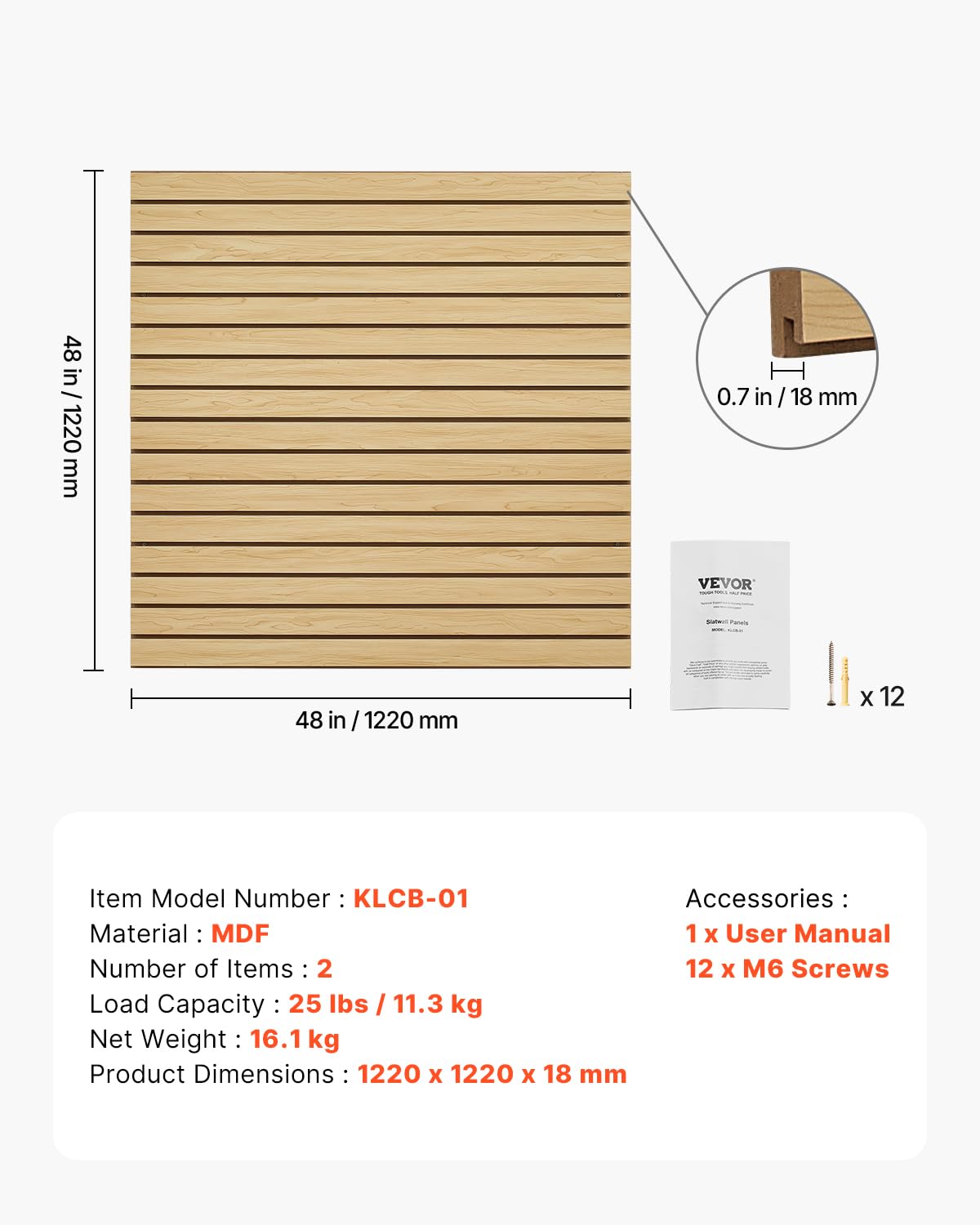 VEVOR - Paneles de pared de listones, 4 x 4 pies, tablero de madera MDF con diseño modular, fácil de instalar, panel de listones ajustables con estructura de acoplamiento