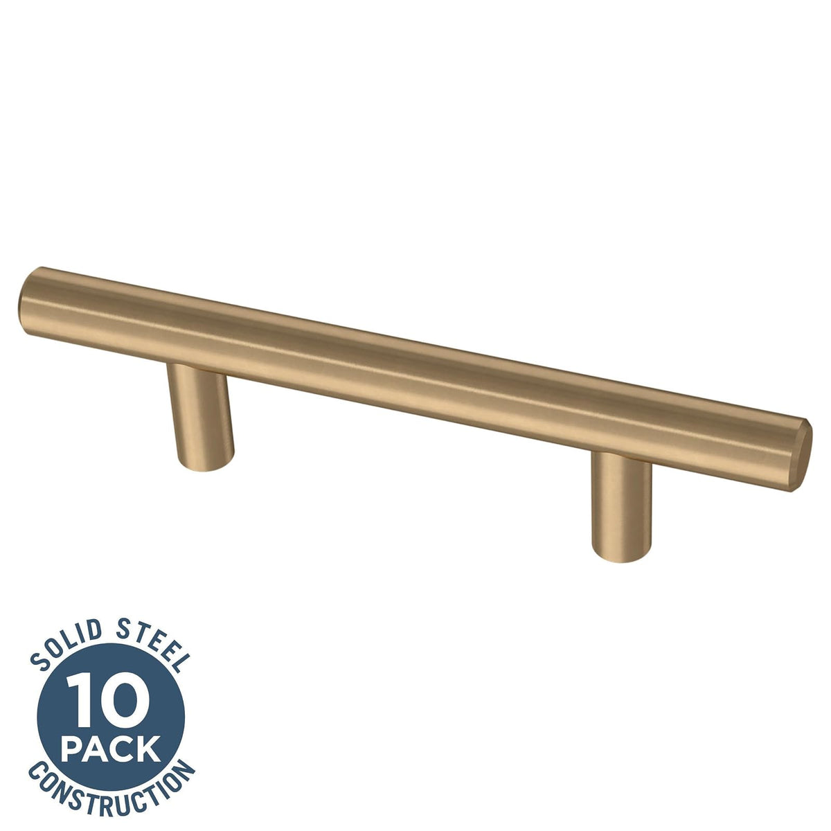 Franklin Barra maciza de latón (paquete de 10) manijas de gabinete de 7,6 cm con agujero central | Puerta de cocina de bronce champaña, cajones, aparadores, muebles BAR076Z-CZ-B