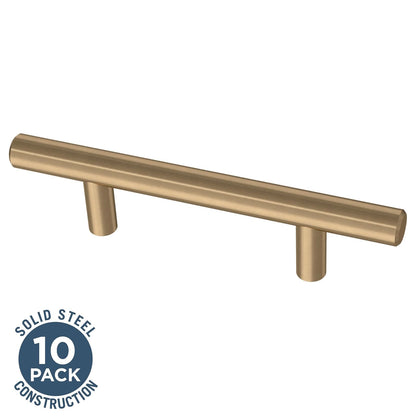 Franklin Barra maciza de latón (paquete de 10) manijas de gabinete de 7,6 cm con agujero central | Puerta de cocina de bronce champaña, cajones, aparadores, muebles BAR076Z-CZ-B