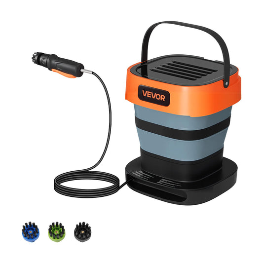 VEVOR Hidrolavadora portátil inalámbrica con Tanque de 2.64 galones, Plegable, 109 PSI máx., 0.79 GPM máx., 3 boquillas, Manguera Flexible de 78.7 Pulgadas, Carga Tipo C, para Limpieza de