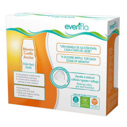 Evenflo Biberón Anticólicos de Dinosaurio para Niña, Cuello Ancho, 270ml/9oz, Rosa, Morado y Transparente, Flujo Medio, con Ventilación, 3 Piezas, para Bebés de 3 Meses en Adelante