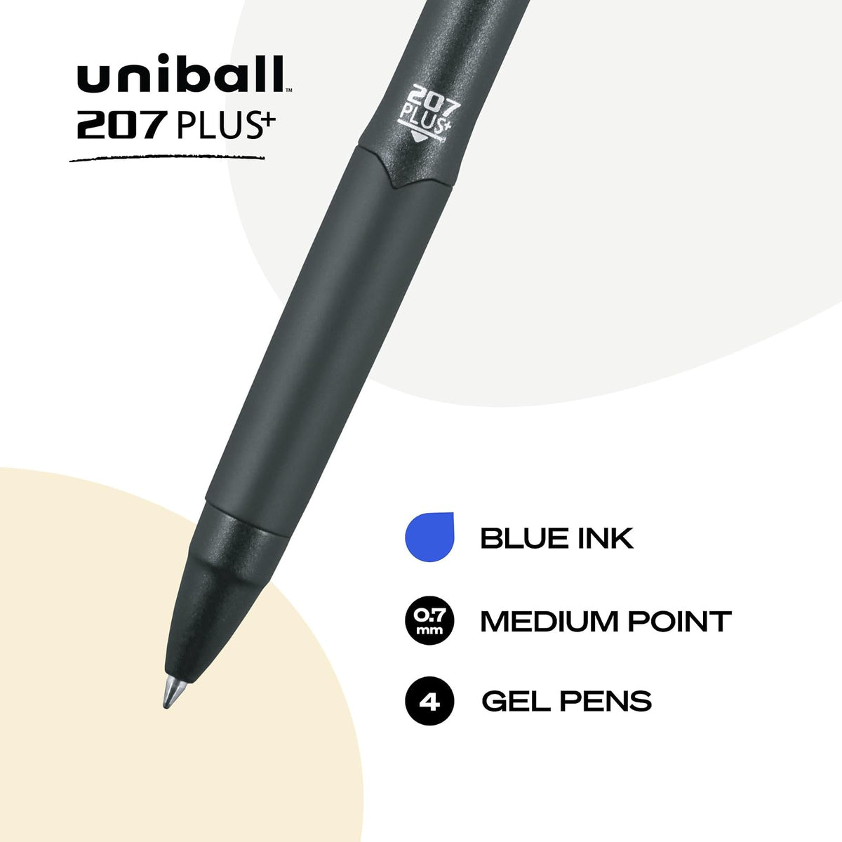 207PLUS+ Gel, 0,7 mm, azul, paquete de 4